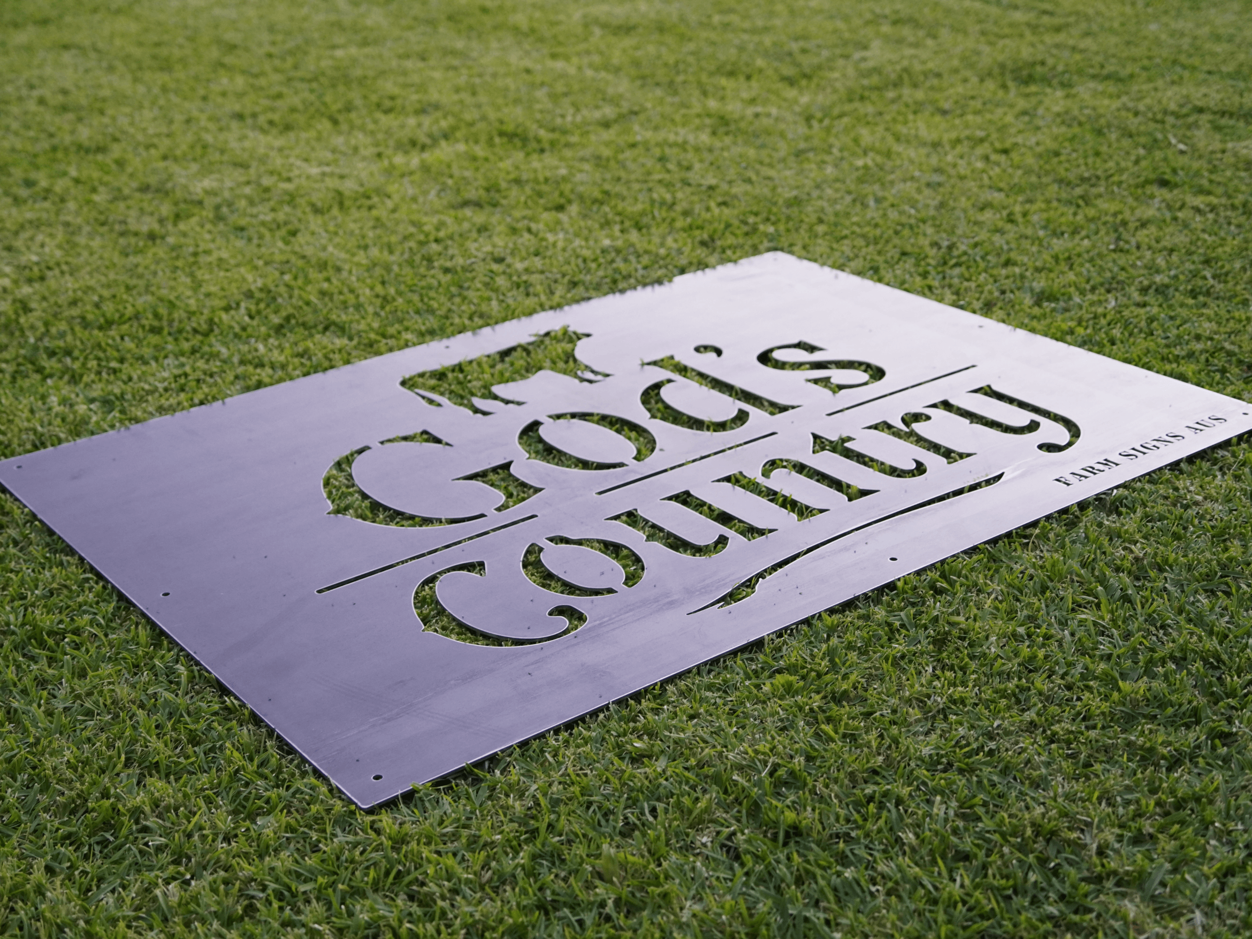Corten steel farm sign